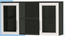 Антресоль большая с двумя стеклодверями ДЛЯ ГОСТИНОЙ АБС-2 Венге/Дуб выбеленный в Уяре - uyar.katalogmebeli.com | фото