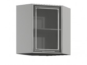 Бетон ШВУС 600*600 Шкаф верхний угловой со стеклом в Уяре - uyar.katalogmebeli.com | фото