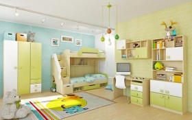 Детская комната Эппл (Зеленый/Белый/корпус Клен) в Уяре - uyar.katalogmebeli.com | фото 3