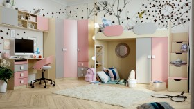 Детская комната Грэйси (Розовый/Серый/корпус Клен) в Уяре - uyar.katalogmebeli.com | фото