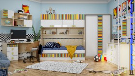 Детская комната Клаксон без машинок (Белый/корпус Клен) в Уяре - uyar.katalogmebeli.com | фото 5