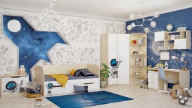 Детская комната Санни (Белый/корпус Клен) в Уяре - uyar.katalogmebeli.com | фото 2