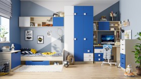 Детская комната Скай (Синий/Белый/корпус Клен) в Уяре - uyar.katalogmebeli.com | фото