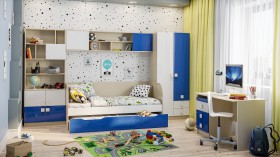Детская комната Скай Люкс (Синий/Белый/корпус Клен) в Уяре - uyar.katalogmebeli.com | фото