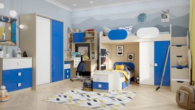 Детская комната Скай Люкс (Синий/Белый/корпус Клен) в Уяре - uyar.katalogmebeli.com | фото 5