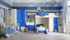 Детская комната Скай Люкс (Синий/Белый/корпус Клен) в Уяре - uyar.katalogmebeli.com | фото 7