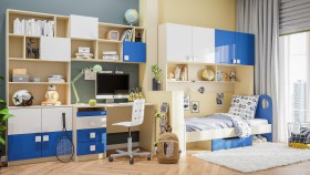 Детская комната Скай Люкс (Синий/Белый/корпус Клен) в Уяре - uyar.katalogmebeli.com | фото 9