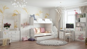 Детская комната Совушки (Белый/корпус Выбеленное дерево) в Уяре - uyar.katalogmebeli.com | фото 3