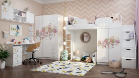 Детская комната Совушки (Белый/корпус Выбеленное дерево) в Уяре - uyar.katalogmebeli.com | фото