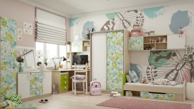 Детская комната Твит (Белый/Зеленый/корпус Клен) в Уяре - uyar.katalogmebeli.com | фото