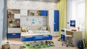 Диван-кровать Скай люкс (Синий/Белый/корпус Клен) в Уяре - uyar.katalogmebeli.com | фото 2
