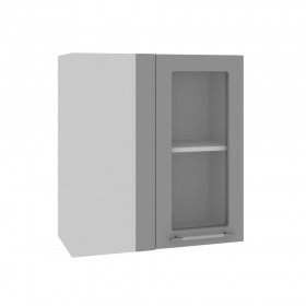 Гарда ПУС 650 шкаф верхний угловой со стеклом (Джинс/корпус Серый) в Уяре - uyar.katalogmebeli.com | фото