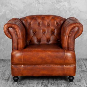 Кресло кожаное Лофт Честер-Нью (Коричневый, Рыжий) в Уяре - uyar.katalogmebeli.com | фото 7