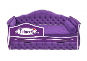 Кровать 160 серии Иллюзия 2 ящика 32 Фиолетовый (мягкие боковые накладки/подушка валик) в Уяре - uyar.katalogmebeli.com | фото