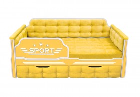 Кровать 160 серии Спорт 2 ящика 74 Жёлтый (мягкие боковые накладки) в Уяре - uyar.katalogmebeli.com | фото 1