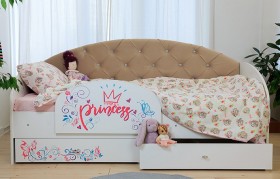 Кровать детская Эльза с бортиком Принцесса Белый/Бежевый в Уяре - uyar.katalogmebeli.com | фото