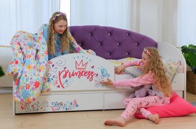 Кровать детская Эльза с бортиком Принцесса Белый/Фиолетовый в Уяре - uyar.katalogmebeli.com | фото
