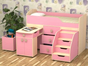 Кровать детская Фея 1.6 Дуб молочный/Розовый в Уяре - uyar.katalogmebeli.com | фото