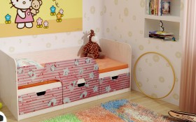 Кровать детская Минима Лего 1,86м с ящиками (дуб атланта/лиловый сад) в Уяре - uyar.katalogmebeli.com | фото 4