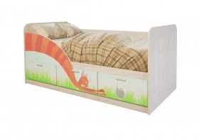Кровать детская Минима Лего 1,86м с ящиками (дуб атланта/лиловый сад) в Уяре - uyar.katalogmebeli.com | фото 9