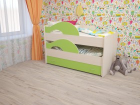 Кровать детская Радуга 1600 Млечный дуб/Салатовый в Уяре - uyar.katalogmebeli.com | фото