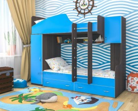 Кровать двухъярусная Юниор-2 Бодего/Голубой в Уяре - uyar.katalogmebeli.com | фото