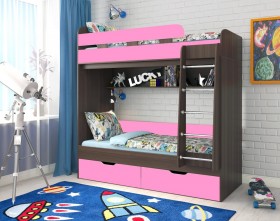 Кровать двухъярусная Юниор-5  Бодего/Розовый в Уяре - uyar.katalogmebeli.com | фото