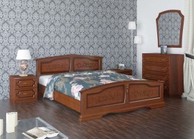Кровать Елена из массива сосны 1600*2000 Орех в Уяре - uyar.katalogmebeli.com | фото