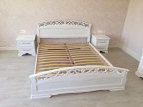 Кровать Грация-1 из массива сосны 1600*2000 Белый античный в Уяре - uyar.katalogmebeli.com | фото 9