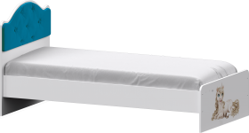 Кровать Каспер с мягкой спинкой и фотопечатью (800х1900)  Белый/Бирюза в Уяре - uyar.katalogmebeli.com | фото