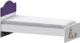 Кровать Каспер с мягкой спинкой и фотопечатью (800х1900)Белый/Фиолетовый в Уяре - uyar.katalogmebeli.com | фото