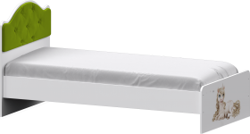 Кровать Каспер с мягкой спинкой и фотопечатью (800х1900)Белый/Лайм в Уяре - uyar.katalogmebeli.com | фото 1