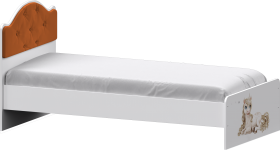 Кровать Каспер с мягкой спинкой и фотопечатью (800х1900)Белый/Оранжевый в Уяре - uyar.katalogmebeli.com | фото