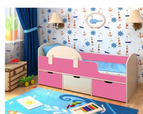 Кровать Малыш-мини Дуб молочный/Розовый в Уяре - uyar.katalogmebeli.com | фото 1
