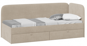 Кровать «Молли» с мягкой обивкой (900) тип 1 (Микровелюр Scandi Cream 03) в Уяре - uyar.katalogmebeli.com | фото 1