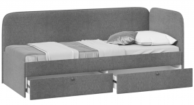 Кровать «Молли» с мягкой обивкой (900) тип 1 (Микровелюр Scandi Graphite 22) в Уяре - uyar.katalogmebeli.com | фото 2