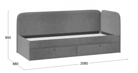 Кровать «Молли» с мягкой обивкой (900) тип 1 (Микровелюр Scandi Graphite 22) в Уяре - uyar.katalogmebeli.com | фото 3