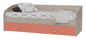Кровать односпальная с двумя ящиками Сити 2045 Дуб сонома/Аква в Уяре - uyar.katalogmebeli.com | фото 2
