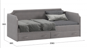 Кровать с мягкой обивкой и ящиками «Кантри» Тип 1 (900) (Велюр Светло-серый) в Уяре - uyar.katalogmebeli.com | фото 3