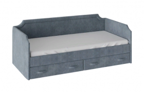 Кровать с мягкой обивкой и ящиками «Кантри» Тип 1 (900) (Замша синяя) в Уяре - uyar.katalogmebeli.com | фото