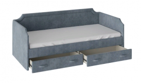 Кровать с мягкой обивкой и ящиками «Кантри» Тип 1 (900) (Замша синяя) в Уяре - uyar.katalogmebeli.com | фото 2