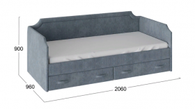 Кровать с мягкой обивкой и ящиками «Кантри» Тип 1 (900) (Замша синяя) в Уяре - uyar.katalogmebeli.com | фото 3