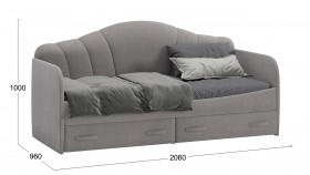 Кровать с мягкой спинкой и ящиками «Сабрина» 900 Светло-серый в Уяре - uyar.katalogmebeli.com | фото 3