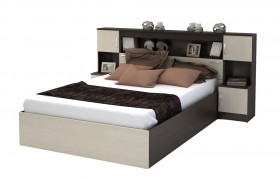 Кровать с прикроватным блоком КР 552 Спальня Basya (венге/белфорт) в Уяре - uyar.katalogmebeli.com | фото