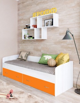 Кровать с выкатными ящиками Винтерберг/Оранжевый в Уяре - uyar.katalogmebeli.com | фото 1