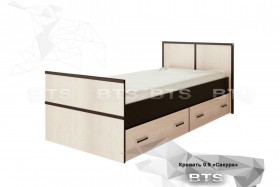 Кровать Сакура с настилом и ящиками 0,9 (Венге/Лоредо) в Уяре - uyar.katalogmebeli.com | фото 1