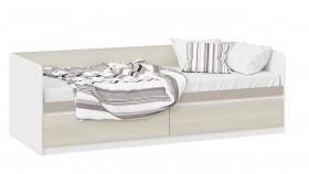 Кровать «Сканди» с 2 ящиками Дуб Гарден/Белый/Глиняный серый в Уяре - uyar.katalogmebeli.com | фото