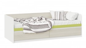 Кровать «Сканди» с 2 ящиками Дуб Гарден/Белый/Зеленый в Уяре - uyar.katalogmebeli.com | фото 1