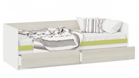 Кровать «Сканди» с 2 ящиками Дуб Гарден/Белый/Зеленый в Уяре - uyar.katalogmebeli.com | фото 2
