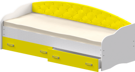 Кровать Софа-7 с мягкой спинкой (800х1900) Белый/Желтый в Уяре - uyar.katalogmebeli.com | фото 1